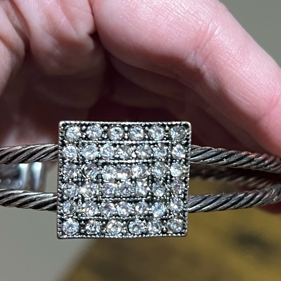 Silver Rhinestone Cuff Bracelet - Picture 6 of 7